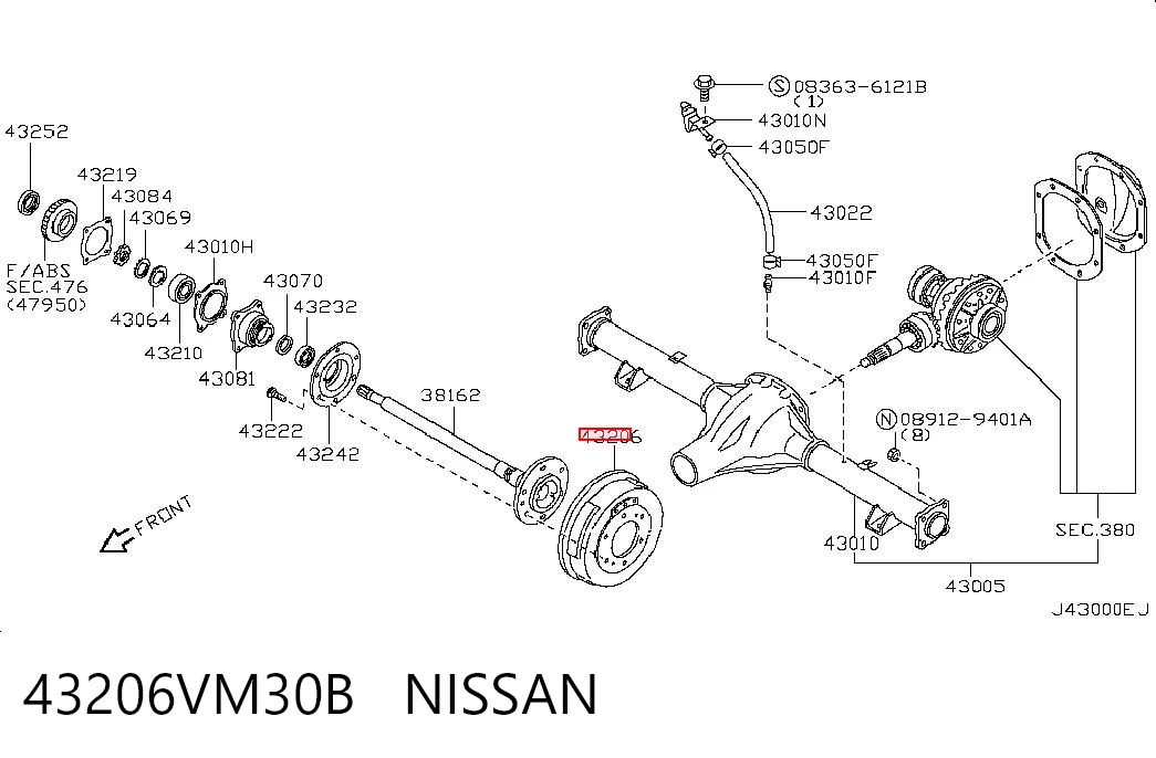  Tambor de freno trasero Nissan Pathfinder 
