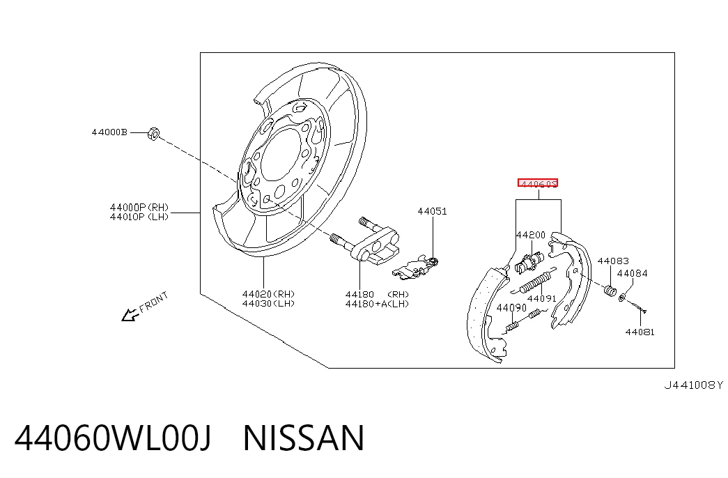 44060WL00J Nissan/Infiniti Zapatas de freno de estacionamiento