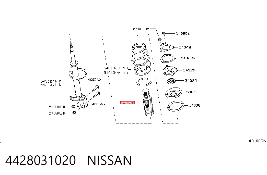 Tope de amortiguador delantero 4428031020 NISSAN