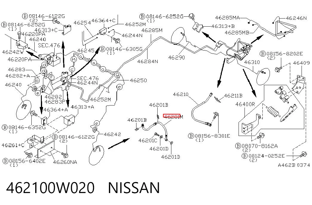 Tubo de frenos delantero para Nissan Pathfinder  R50