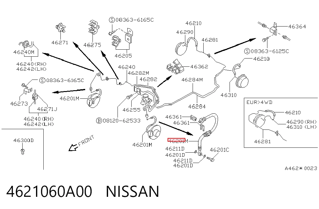 Tubo de frenos delantero para Nissan Sunny III N14