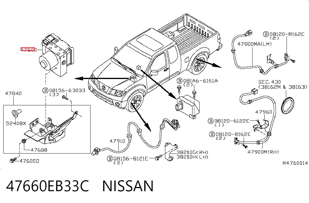 Unidad de control ABS hidráulico para Nissan Navara NP300 III D40