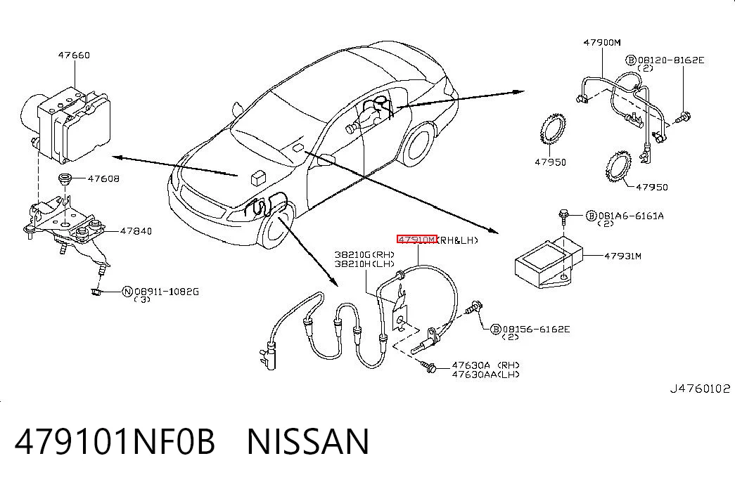 Sensor ABS delantero Infiniti G35 