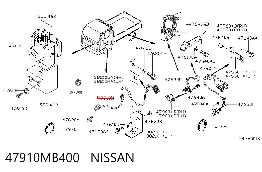 Sensor ABS para Nissan Cabstar F24M