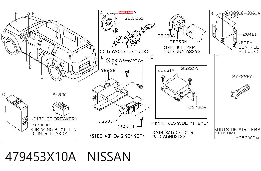 Sensor angulo de giro para Nissan Pathfinder  R51M