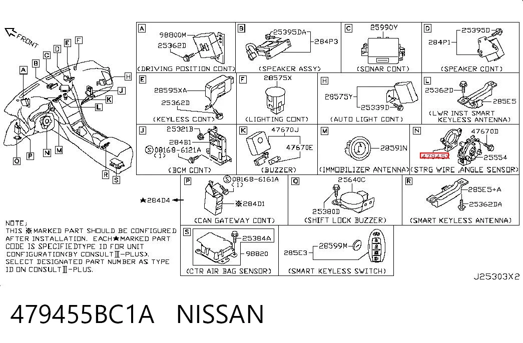 Sensor angulo de giro para Nissan Navara NP300 IV D23, D23T