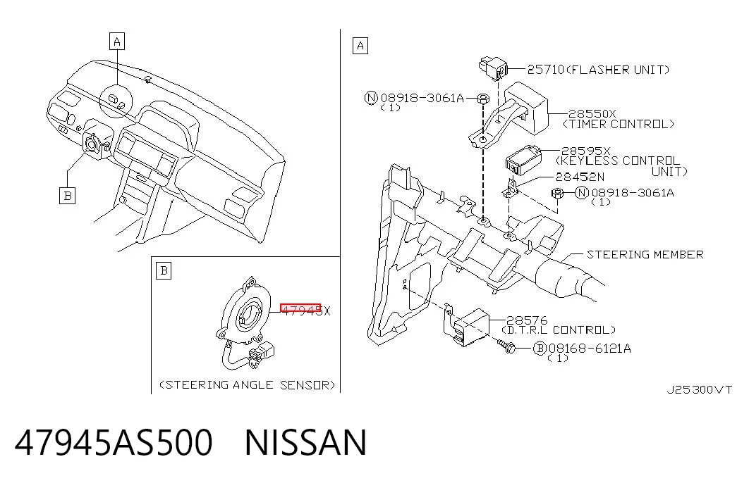 47945AS500 Nissan/Infiniti Sensor de ángulo de giro del volante