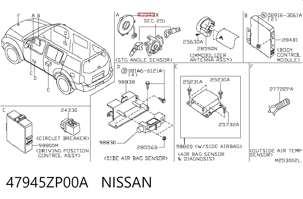 Comprar Sensor angulo de giro Nissan Pathfinder  R51M