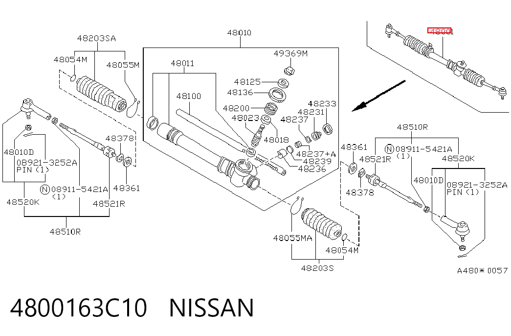 Cremallera caja de direccion para Nissan Sunny III N14