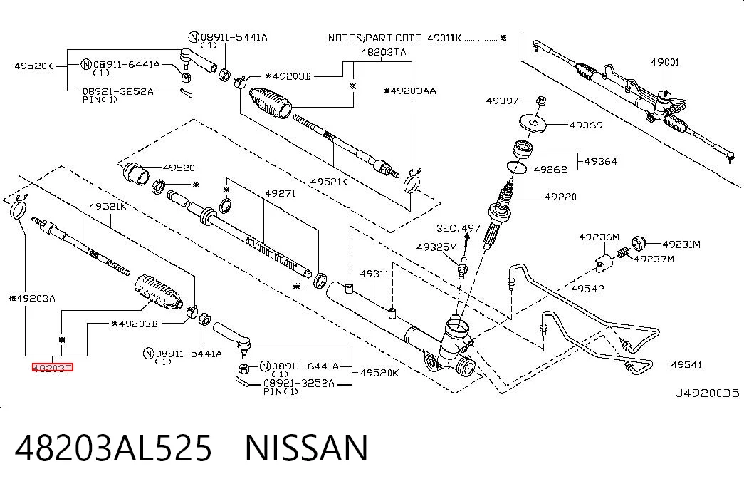 Comprar Fuelle de la cremallera de dirección Nissan Murano  Z50 a bajo precio
