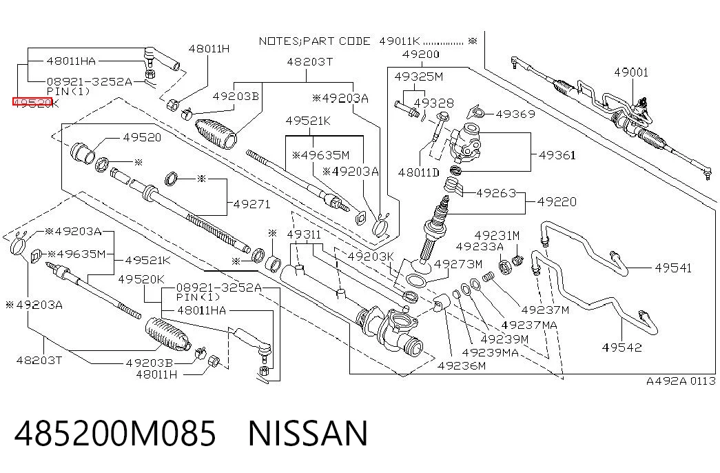 485200M085 Nissan/Infiniti Rótula de dirección