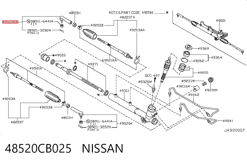 Rótula barra de dirección para Nissan Murano Z50