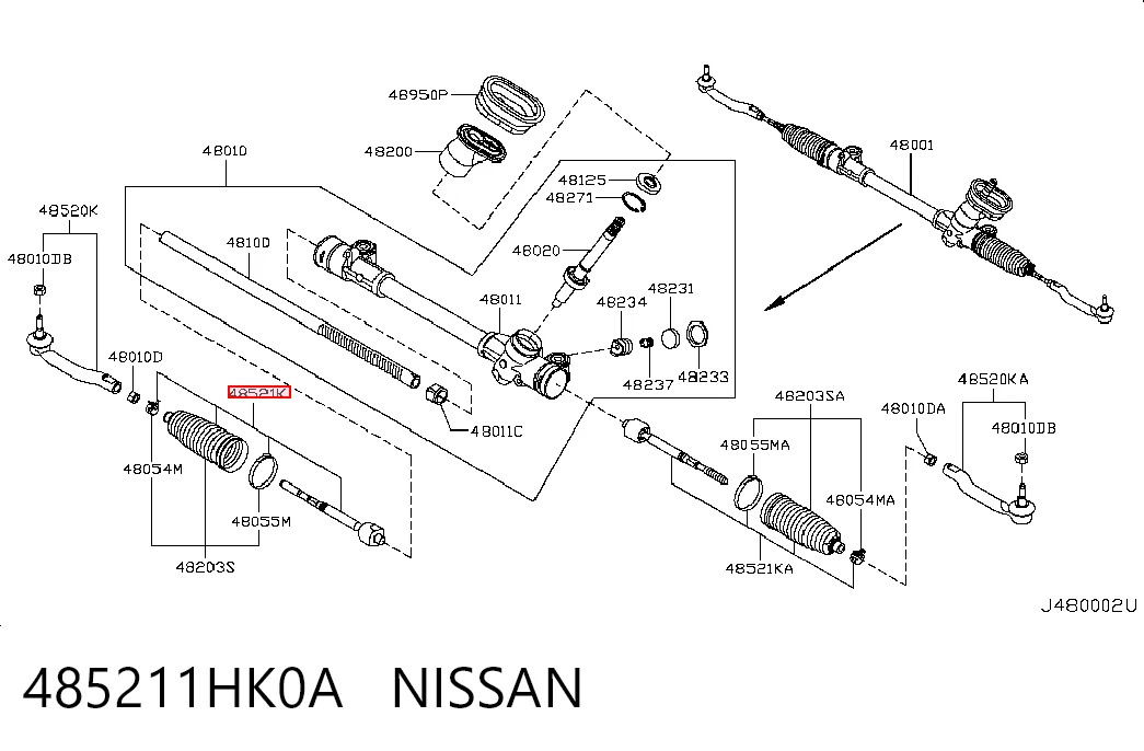 Barra de dirección 485211HK0A NISSAN