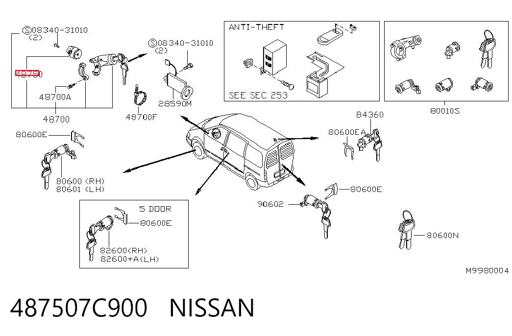 487507C900 Nissan/Infiniti Conmutador de encendido
