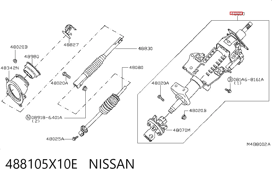 Columna de volante para Nissan Navara NP300 III D40