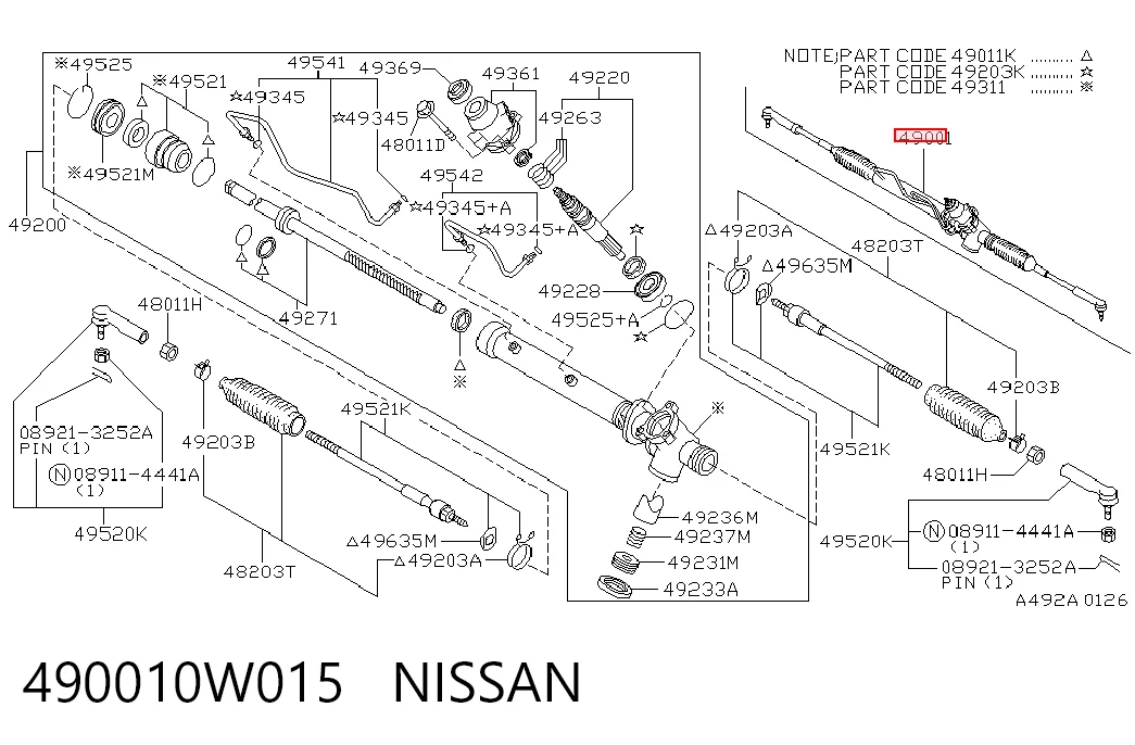 Engranaje de dirección Nissan Pathfinder SUV (R50) (1995 - 2004) precio, desde 418,14 EUR
