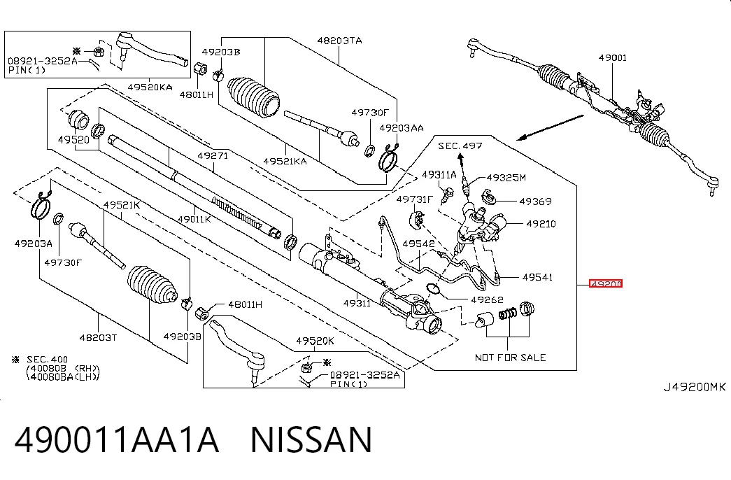 Cremallera caja de direccion para Nissan Murano  Z51