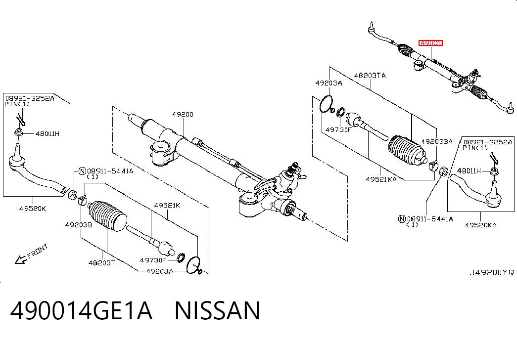 Cremallera de dirección NISSAN 490014GE1A