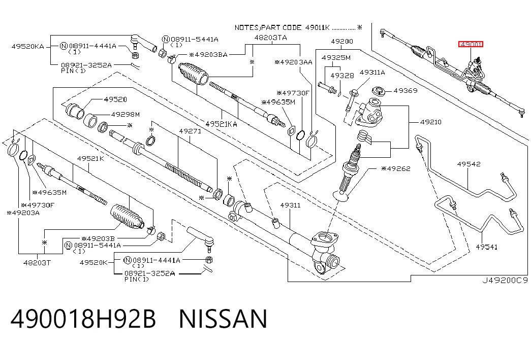  Cremallera de dirección Nissan X-Trail 