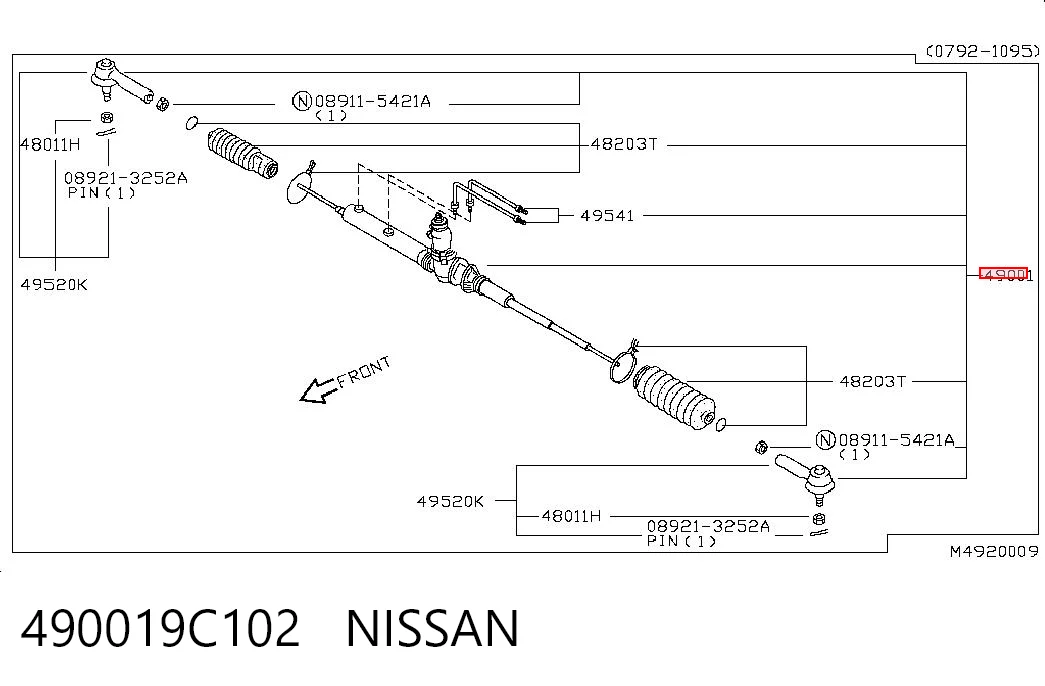 Cremallera de dirección NISSAN 490019C102