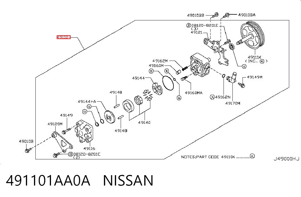 491101AA0A Nissan/Infiniti Bomba hidráulica de dirección