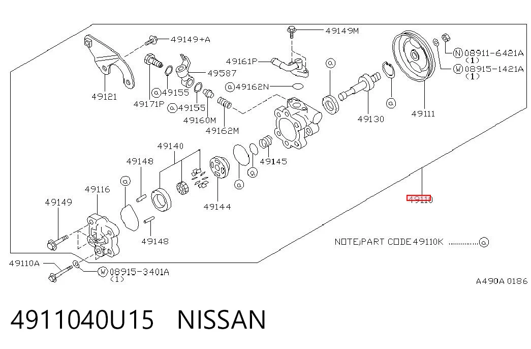 4911040U15 Nissan/Infiniti Bomba hidráulica de dirección