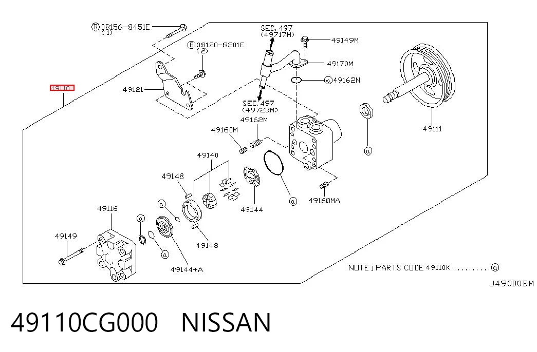 49110CG000 Nissan/Infiniti Bomba hidráulica de dirección