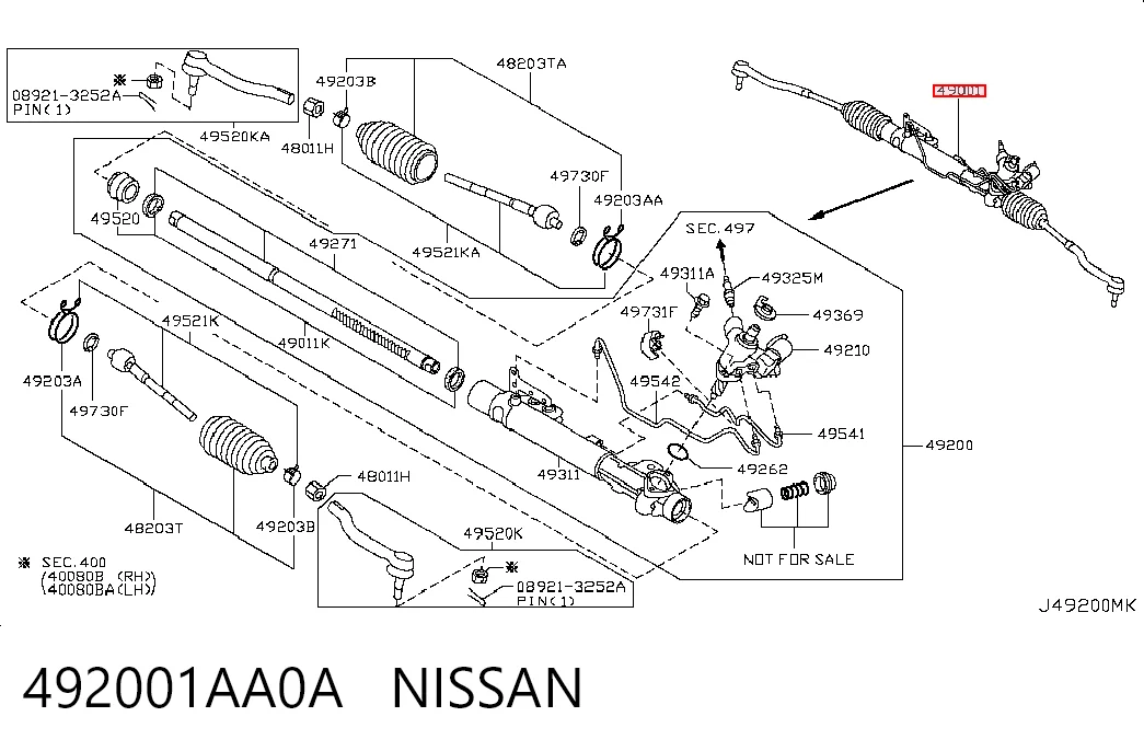 Cremallera caja de direccion para Nissan Murano  Z51