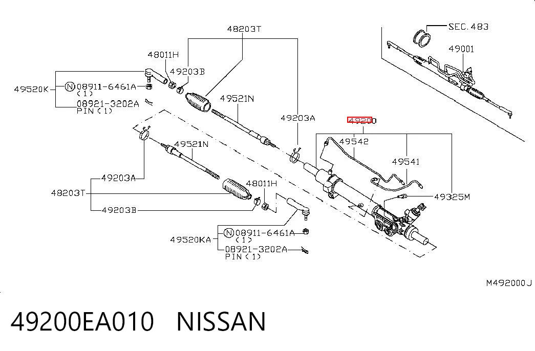 49200EA010 Nissan/Infiniti Cremallera caja de direccion
