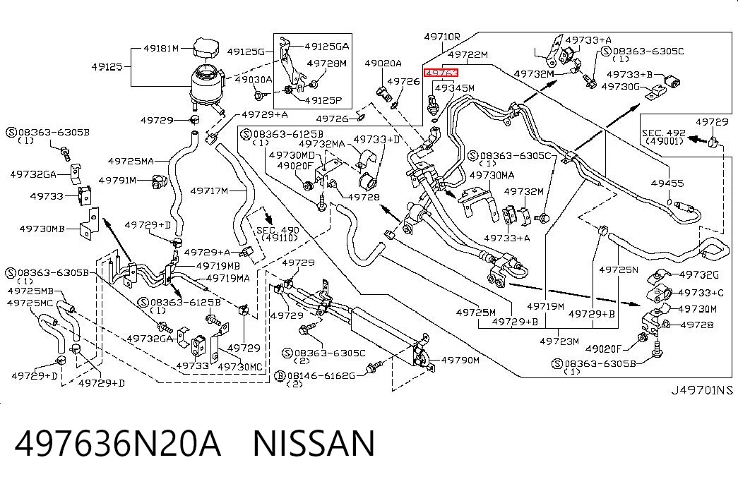 497636N20A Nissan/Infiniti Sensor de la bomba de dirección asistida