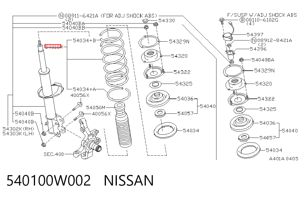 Muelle delantero para Nissan Pathfinder  R50