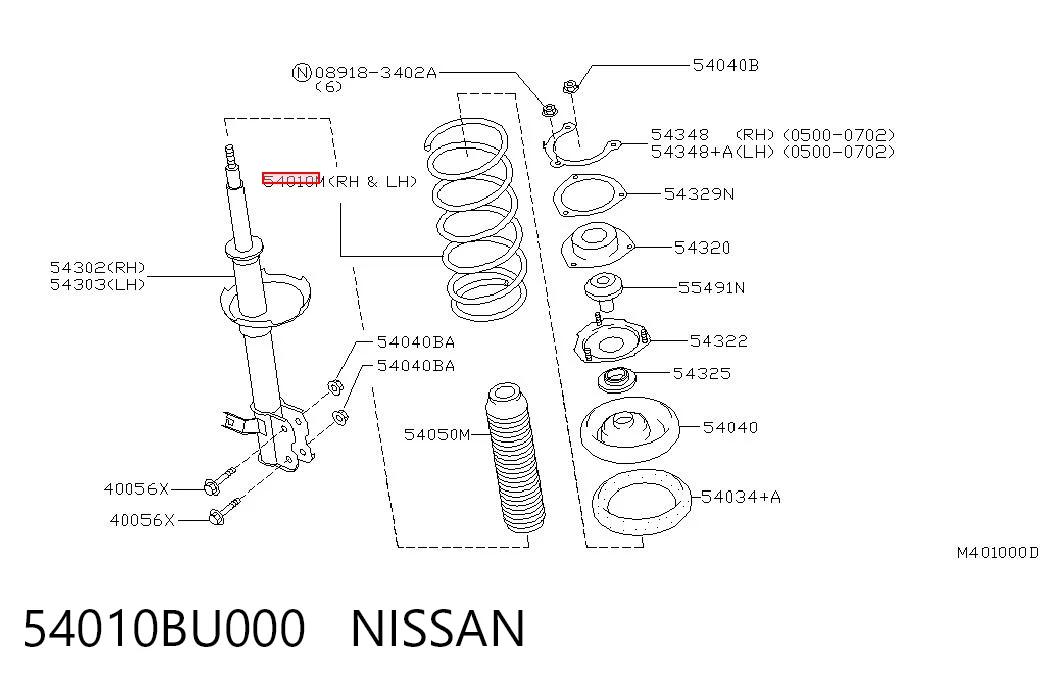 Muelle delantero para Nissan Almera V10