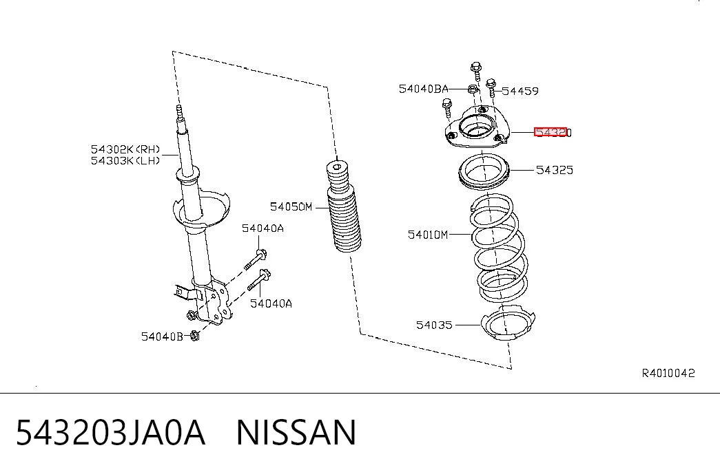 543203JA0A Nissan/Infiniti Soporte del amortiguador delantero