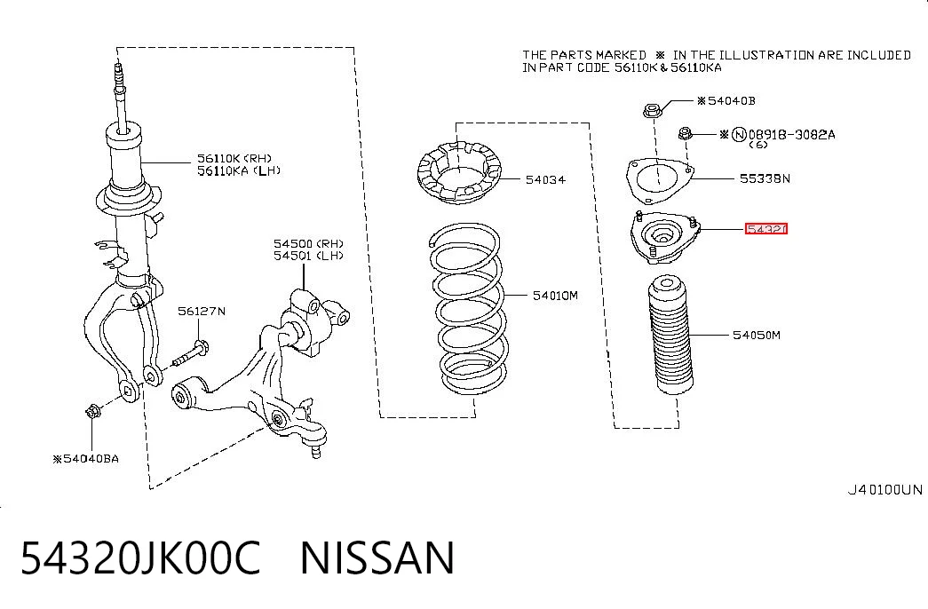 54320JK00C Nissan/Infiniti Soporte del amortiguador delantero