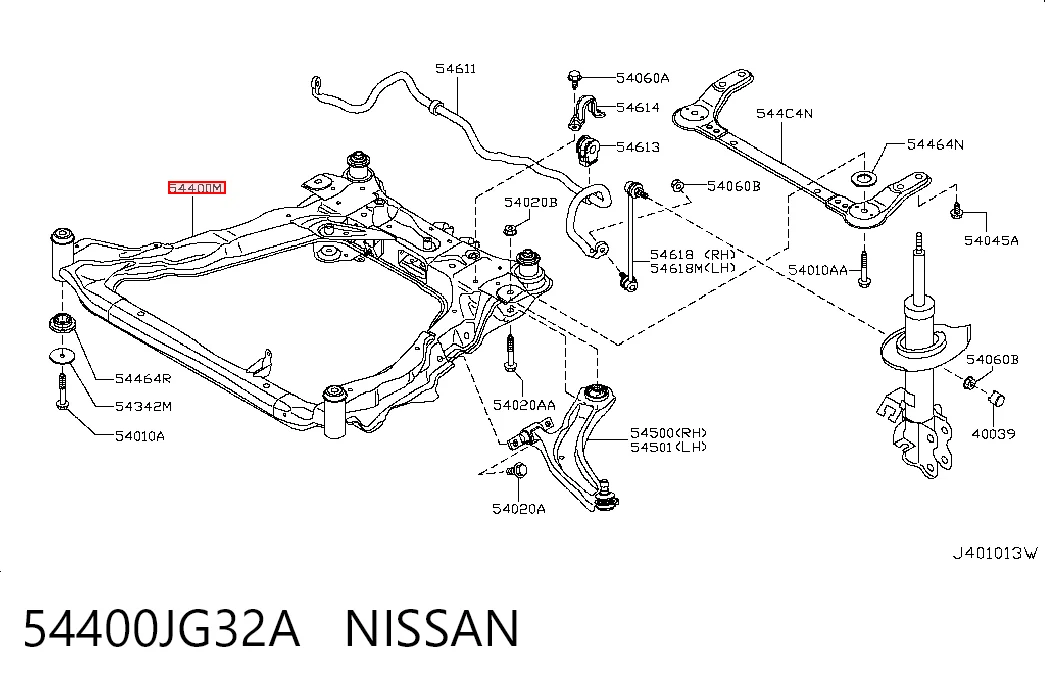 54400JG32A Nissan/Infiniti Subchasis delantero
