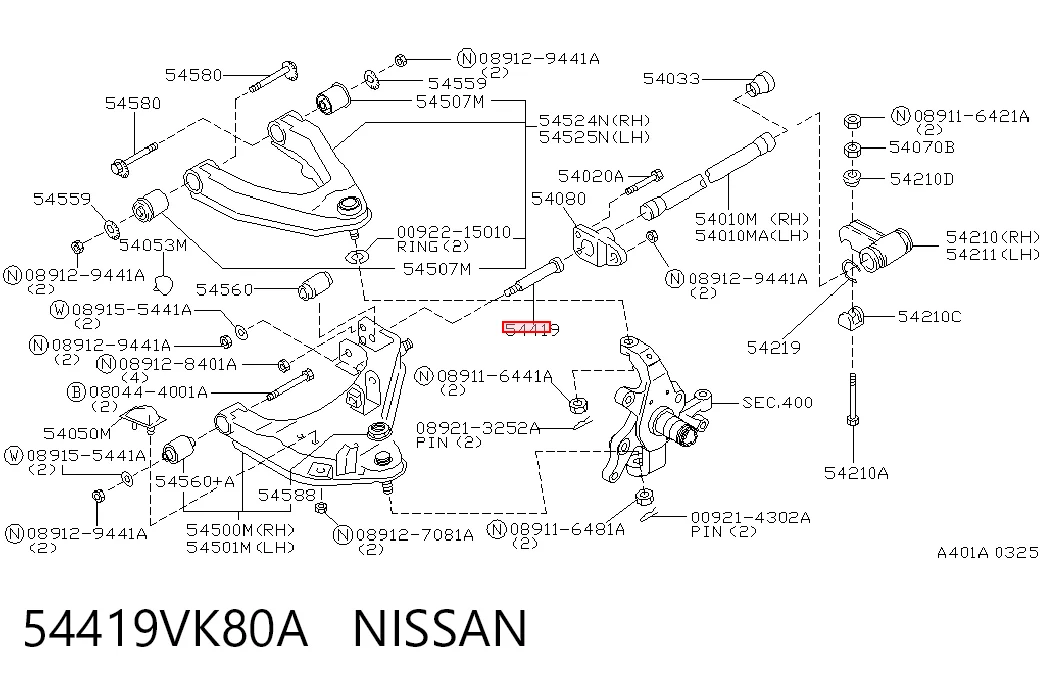 54419VK80A Nissan/Infiniti Perno de fijación del brazo inferior delantero