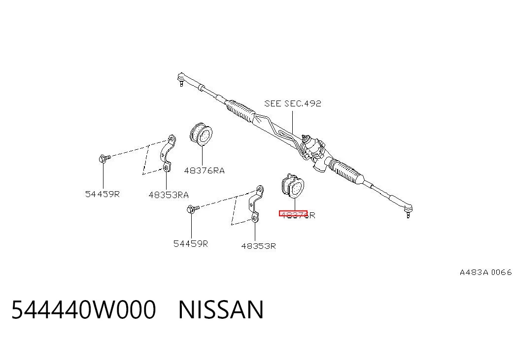 544440W000 Nissan/Infiniti Buje de fijación derecho de la cremallera de dirección