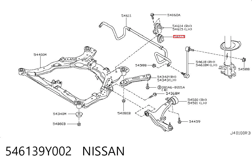 546139Y002 Nissan/Infiniti Buje de barra estabilizadora delantera
