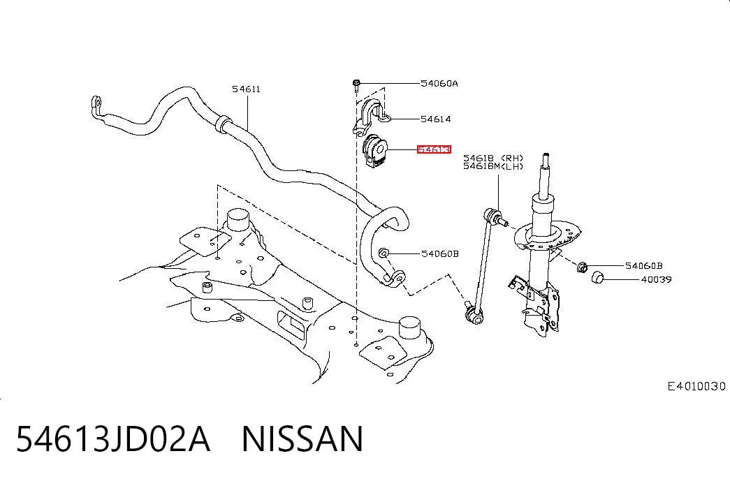54613JD02A Nissan/Infiniti Buje de barra estabilizadora delantera