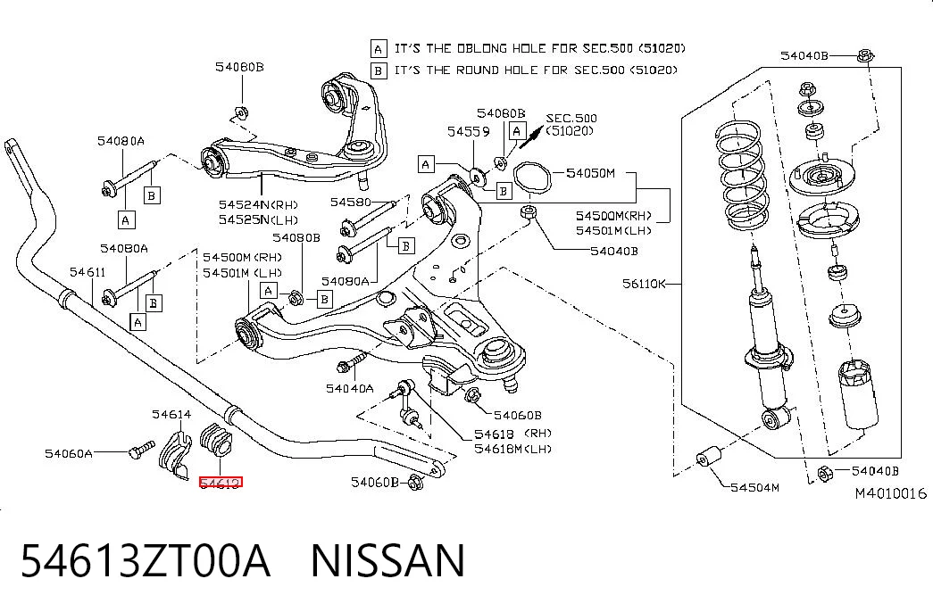 54613ZT00A Nissan/Infiniti Buje de barra estabilizadora delantera