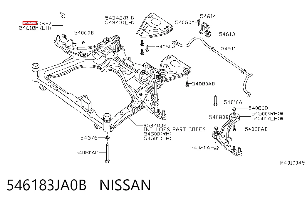 546183JA0B Nissan/Infiniti Bieleta estabilizadora delantera derecha