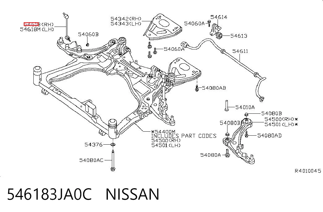 546183JA0C Nissan/Infiniti Bieleta estabilizadora delantera derecha