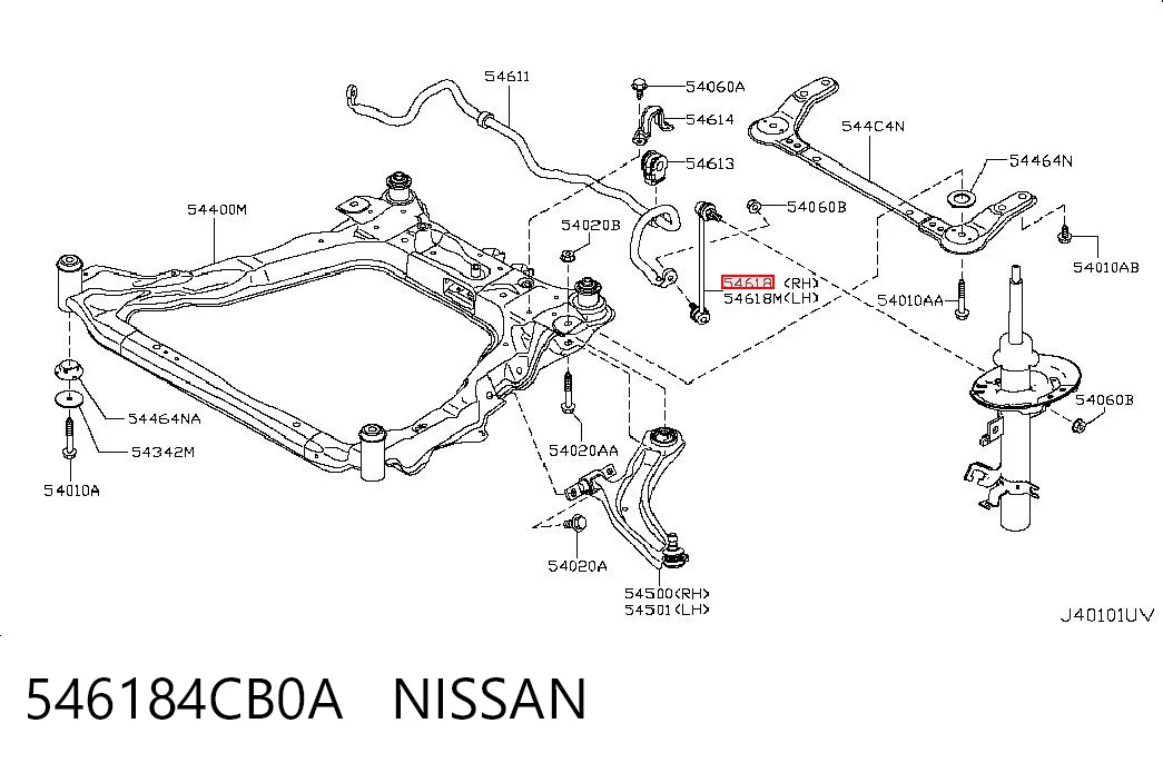 546184CB0A Nissan/Infiniti Bieleta estabilizadora delantera derecha