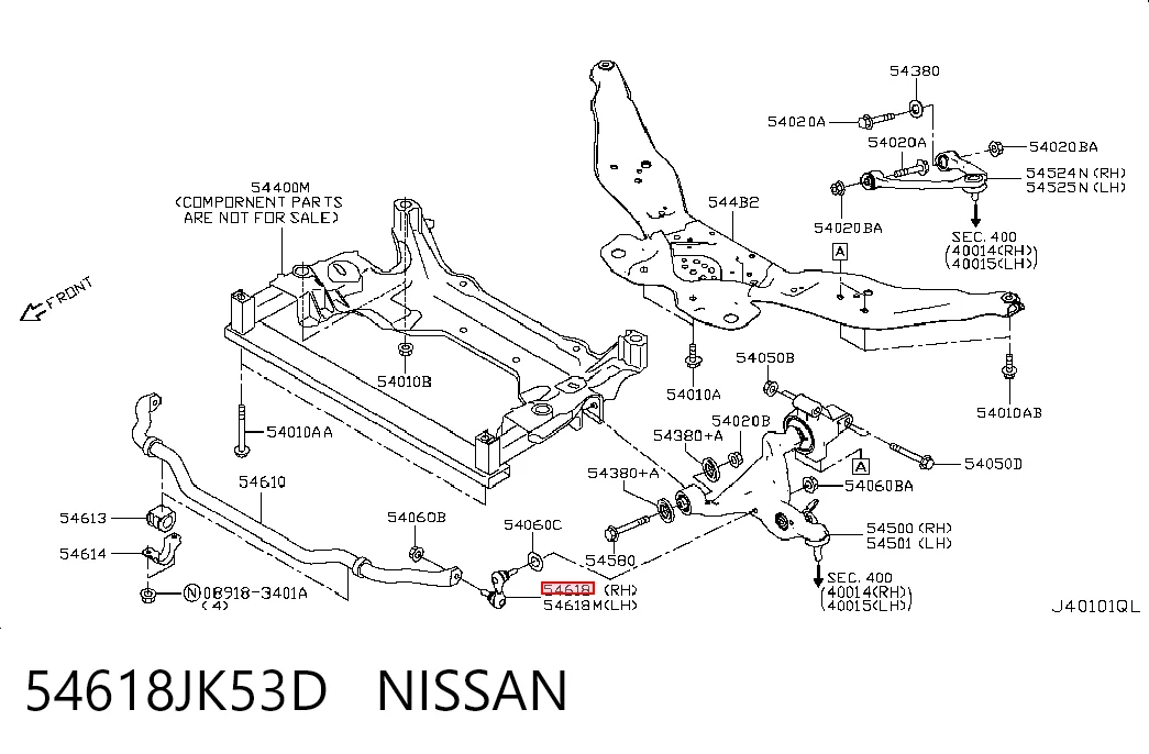 54618JK53D Nissan/Infiniti Bieleta estabilizadora delantera derecha