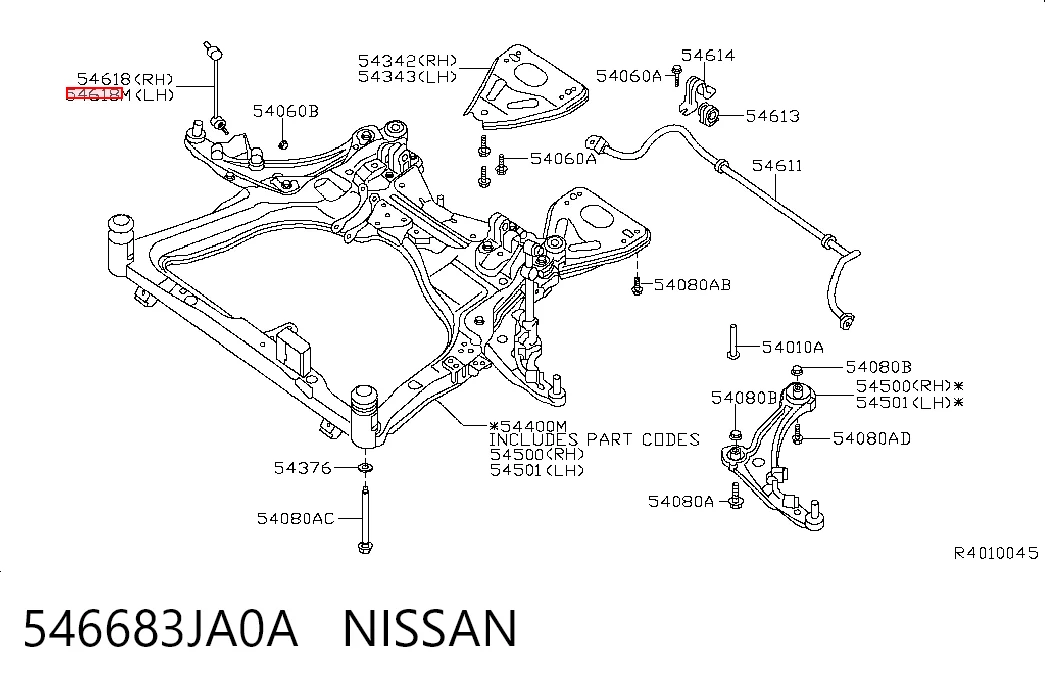 546683JA0A Nissan/Infiniti Bieleta estabilizadora delantera izquierda