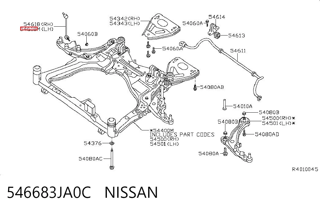 546683JA0C Nissan/Infiniti Bieleta estabilizadora delantera izquierda