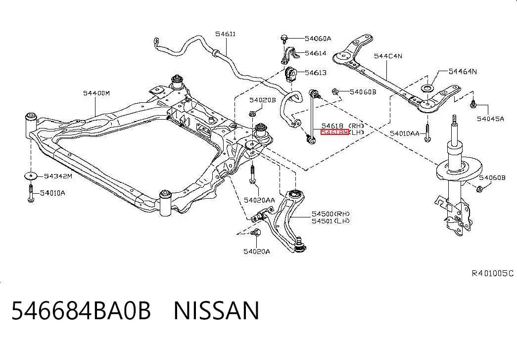 546684BA0B Nissan/Infiniti Bieleta estabilizadora delantera izquierda