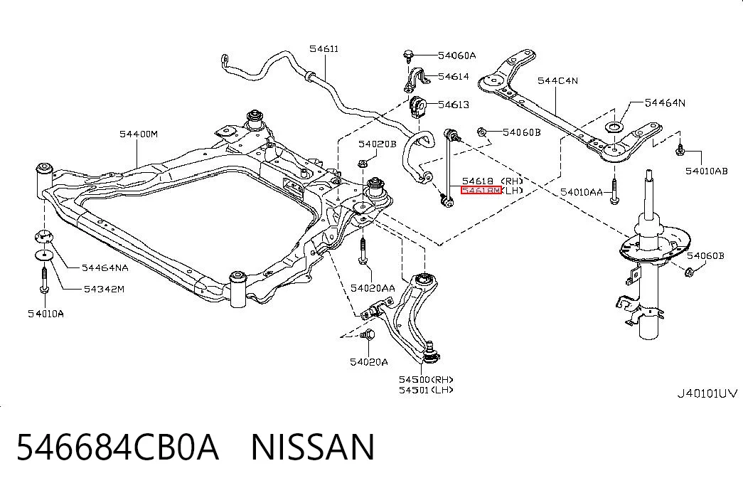 546684CB0A Nissan/Infiniti Bieleta estabilizadora delantera izquierda