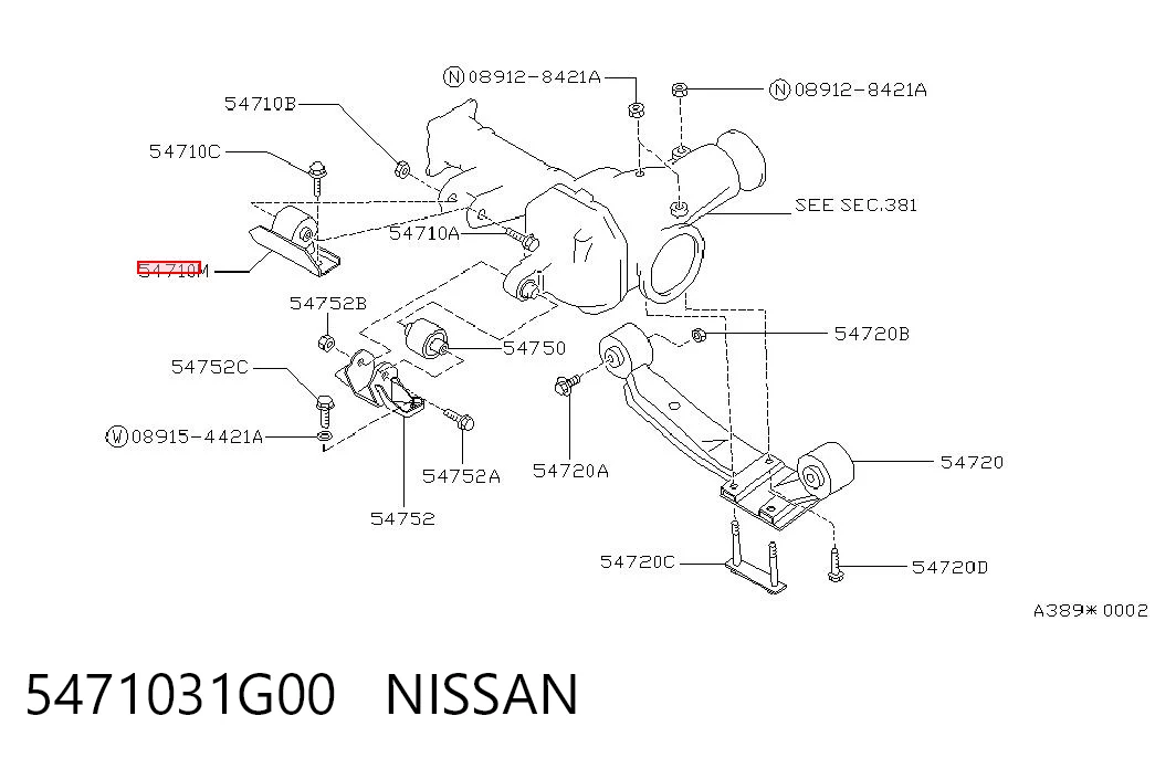 5471031G00 Nissan/Infiniti Silentblock superior delantero del soporte del diferencial trasero