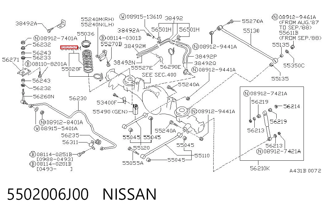 Muelle de suspensión trasero Nissan Patrol SUV (Y60) (1987 - 1997) precio, desde 132,43 EUR